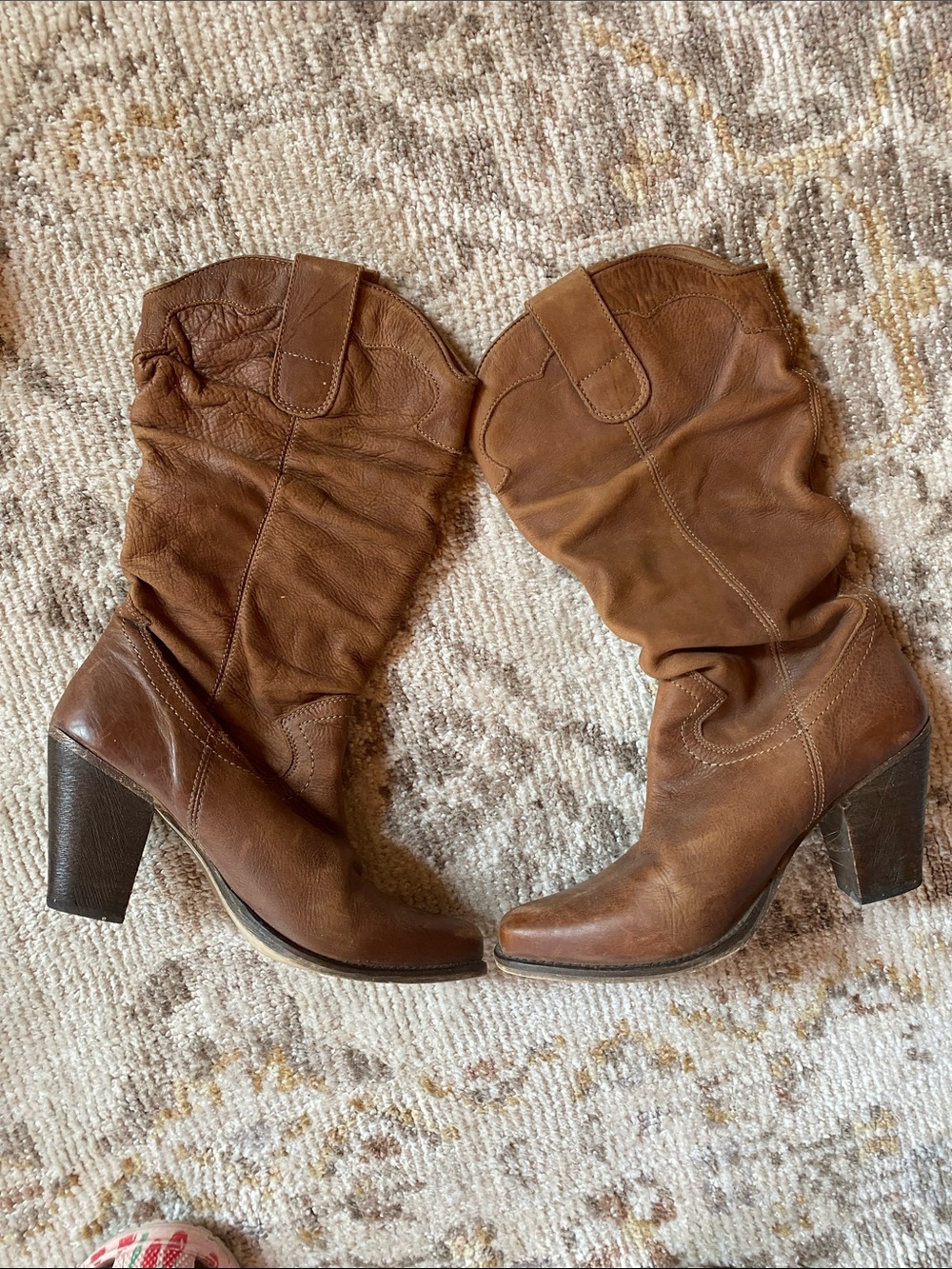 Steve Madden Brown Leather cowboy Heeled Boots